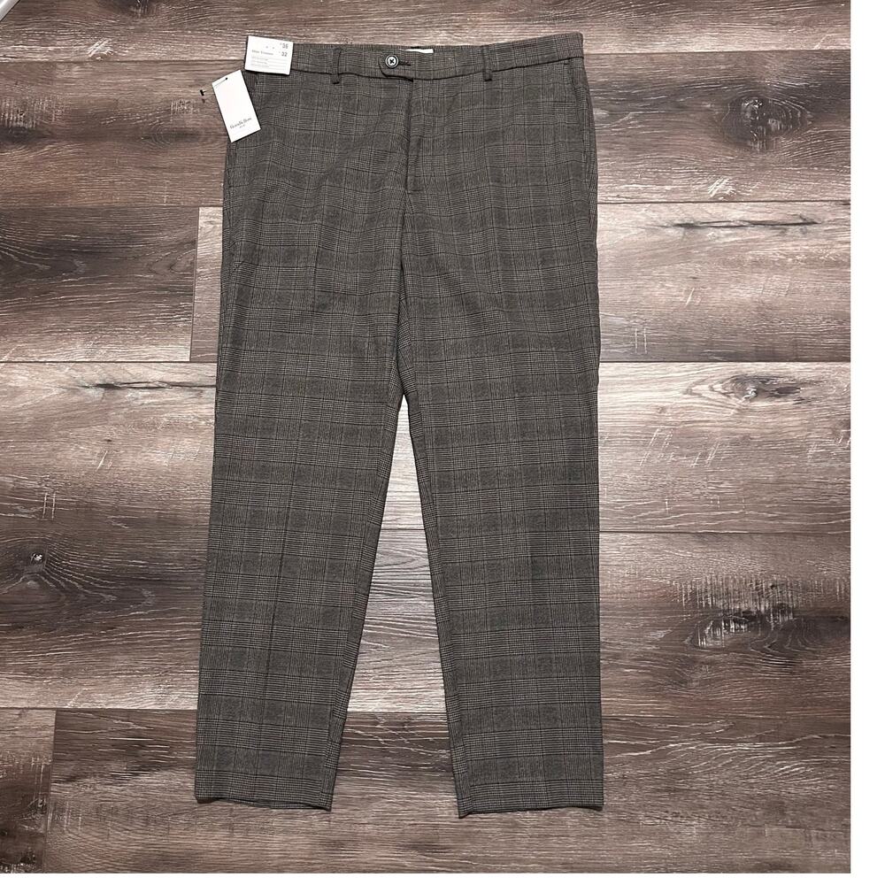 Goodfellow & Co Men's Brown Plaid Slim Fit Trouser Size 36 X 32, NWT